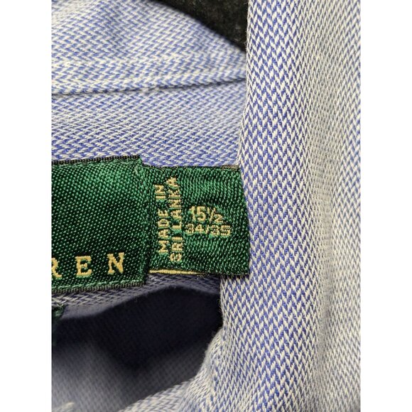 Vintage Lauren Ralph Lauren Oxford Shirt Size 15.5 Button Down Micro Herringbone - Picture 9 of 11